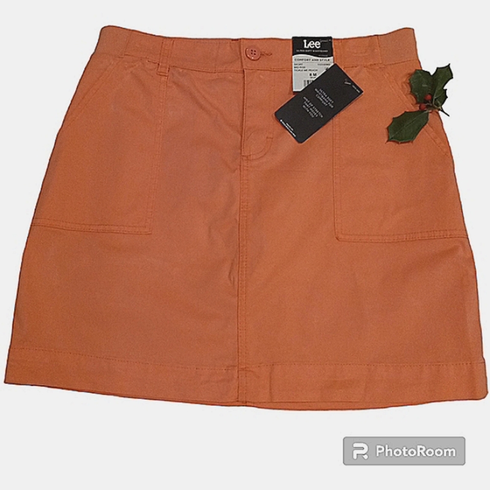 NEW Lee Women 8 Skort Peach Stretchy Soft with Pockets Comfy Barbie Core MIni